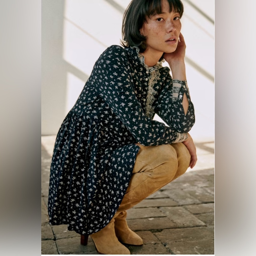 Sezane Astrid Dress - Sézane X Sea Ny Imprimé Small Flower Navy - Size 36